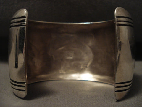 126 Grams Incredibly Wide Vintage Navajo Thomas Singer Kokopelli Silver Bracelet