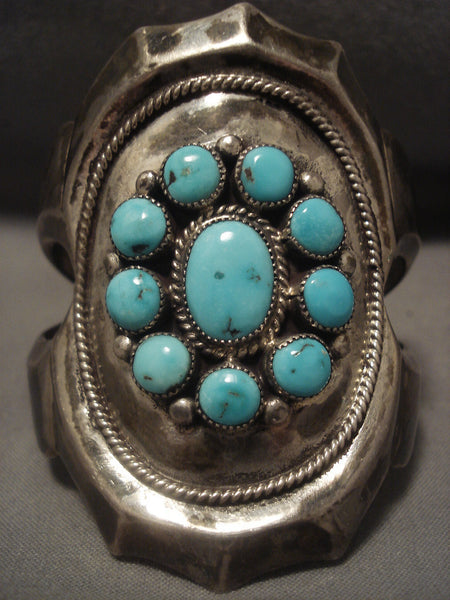 91 Gram Old Vintage Navajo easter Blue Turquoise Silver Bracelet Old Vtg