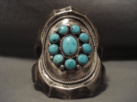 91 Gram Old Vintage Navajo easter Blue Turquoise Silver Bracelet Old Vtg