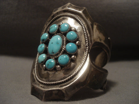 91 Gram Old Vintage Navajo easter Blue Turquoise Silver Bracelet Old Vtg