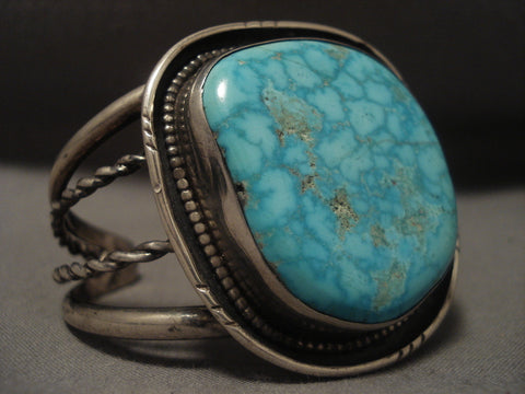 Mind Boggling Vintage Navajo blue Cairco Lake Turquoise Silver Bracelet Old