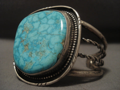 Mind Boggling Vintage Navajo blue Cairco Lake Turquoise Silver Bracelet Old