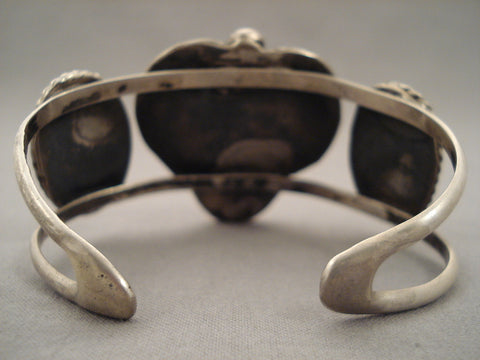Museum Vintage Navajo 'Turquoise Silver Leaf' Bracelet Old
