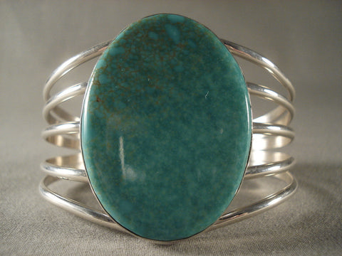 Wide Wide Vintage Navajo Turquoise Silver Bracelet