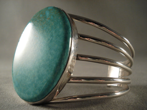 Wide Wide Vintage Navajo Turquoise Silver Bracelet