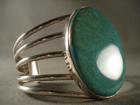 Wide Wide Vintage Navajo Turquoise Silver Bracelet