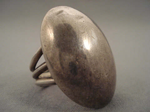 Colossal Vintage Navajo Silver Bead Ring Old