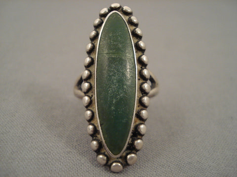 Early 1900's Vintage Navajo Green Turquoise Silver Ring Old