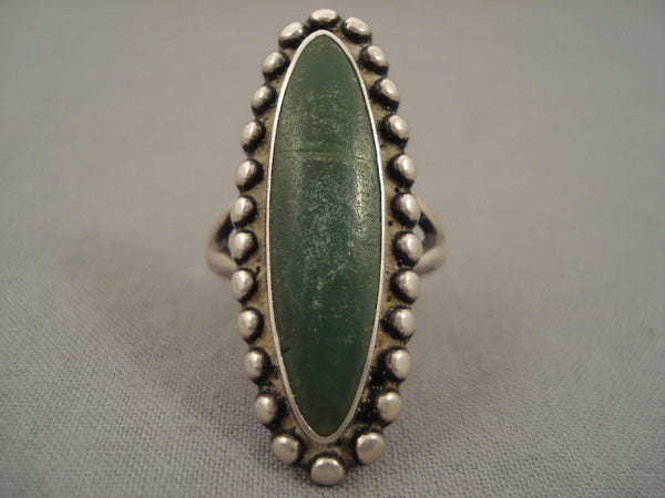 Early 1900's Vintage Navajo Green Turquoise Silver Ring Old