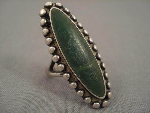 Early 1900's Vintage Navajo Green Turquoise Silver Ring Old