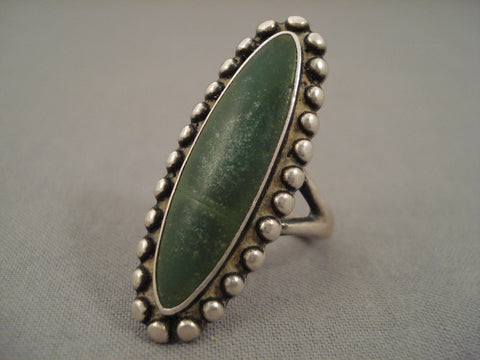 Early 1900's Vintage Navajo Green Turquoise Silver Ring Old