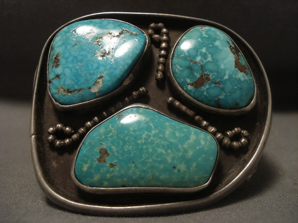 Very Rare Vintage Navajo old Deposit Turquoise Silver Bracelet Vtg