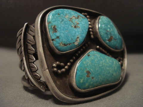 Very Rare Vintage Navajo old Deposit Turquoise Silver Bracelet Vtg