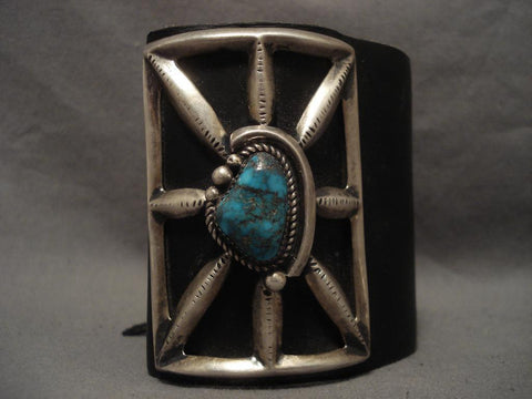 Colossal Vintage Navajo Bisbee Turquoise Silver Ketoh Bracelet