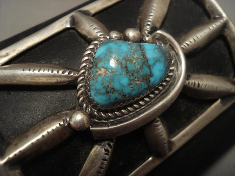 Colossal Vintage Navajo Bisbee Turquoise Silver Ketoh Bracelet