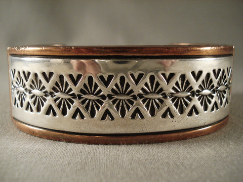 240 Gram Hvy Old Navajo Silver Copper Bracelet