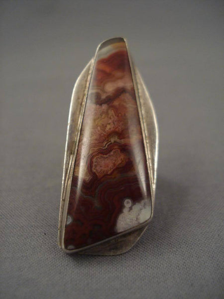 Museum Vintage Navajo Tall Volcanic Agate Silver Ring