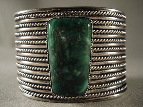One Of The Finest Intage Navajo Malachite Silver Bracelet