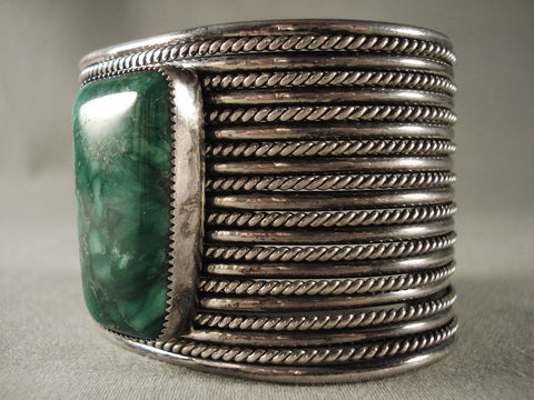 One Of The Finest Intage Navajo Malachite Silver Bracelet