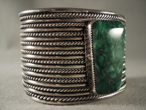 One Of The Finest Intage Navajo Malachite Silver Bracelet