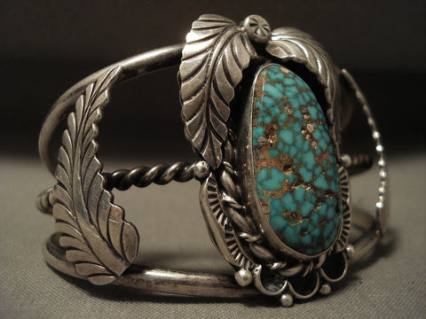 Museum Vintage Navajo :intense Indian Mountain Turquoise' Silver Bracelet Old