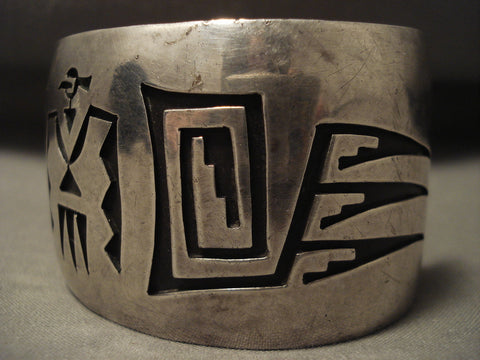 Museum Vintage Navajo 'Silver Bird And Spirit' Silver Bracelet Old