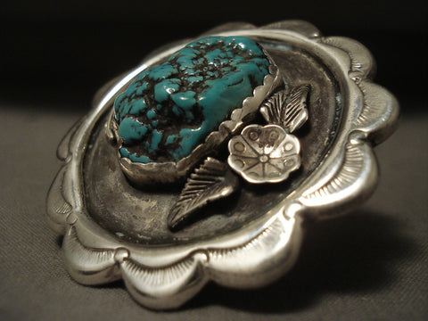 The Biggest Vintage Zuni Turquoise Silver Ring Old