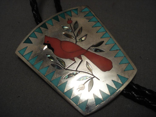 Important Vintage Zuni Silver Cardinal Bolo Tie