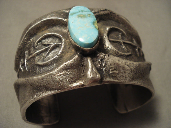 172 Grams Yes Solid Sterling Vintage Navajo Number 8 Turquoise Silver Bracelet