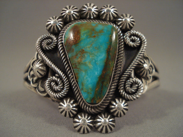 Swirling Quality Silver Works Navajo Natural Turquoise Bracelet