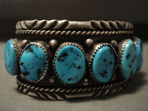Museum Vintage Navajo 'Vibrant Blue Turquoise' Silver Bracelet
