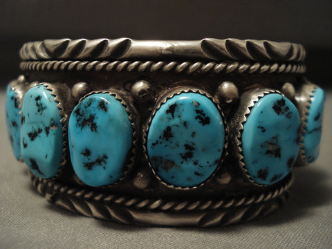 Museum Vintage Navajo 'Vibrant Blue Turquoise' Silver Bracelet