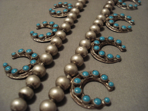 Opulent Vintage Navajo Early 1900's Naja Turquoise Silver Necklace