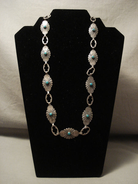 Early 1900's Vintage Navajo Turquoise Silver Necklace