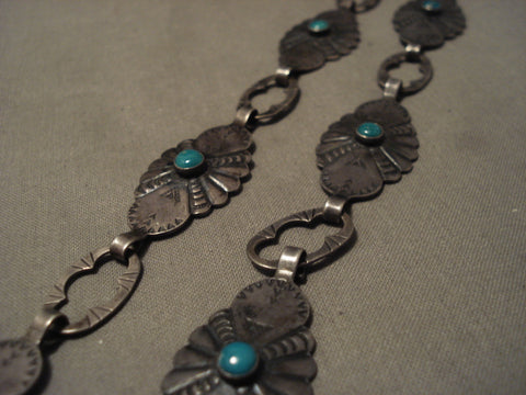 Early 1900's Vintage Navajo Turquoise Silver Necklace