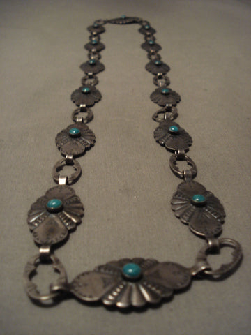 Early 1900's Vintage Navajo Turquoise Silver Necklace