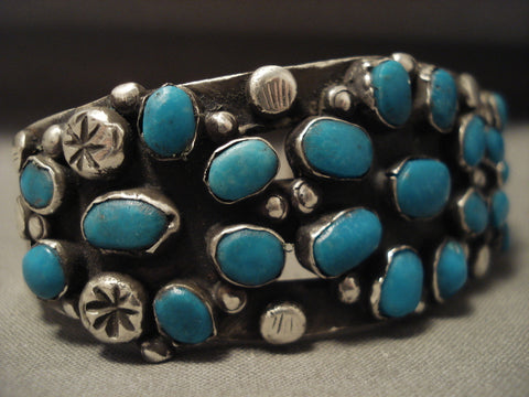 Opulent 1930's Heavy Ingot Vintage Navajo Turquoise Silver Bracelet