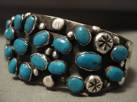 Opulent 1930's Heavy Ingot Vintage Navajo Turquoise Silver Bracelet