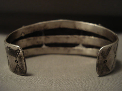 Opulent 1930's Heavy Ingot Vintage Navajo Turquoise Silver Bracelet