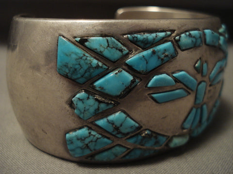 Museum Vintage Navajo 'Lone Mountain Turquoise Bird' Silver Bracelet