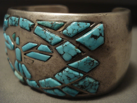 Museum Vintage Navajo 'Lone Mountain Turquoise Bird' Silver Bracelet