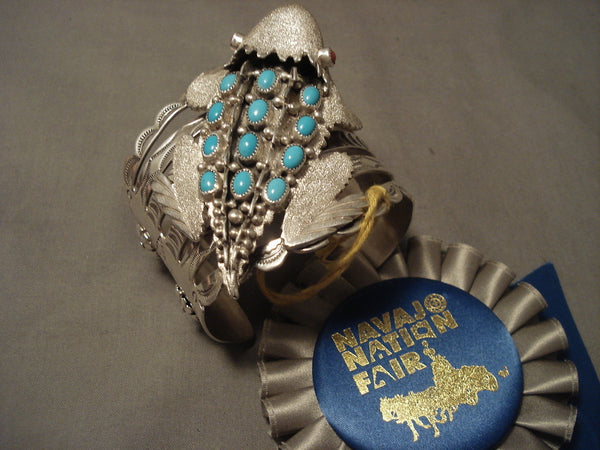 The Best Vintage Navajo Benney Yazzie Silver Toad Bracelet- Major Award!