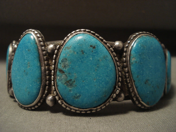 Early 1900's Vintage Navajo Turquoise Silver Bracelet Old