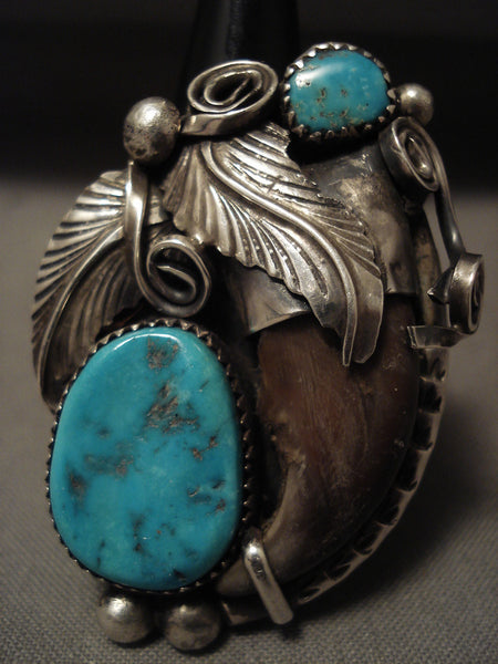 Huge Vintage Navajo Turquoise Silver Garden Ring Old