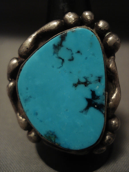 Important Vintage *very Rare* Tony Aguilar Sr. Turquoise Silver Ring Old