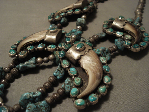 The Best Vintage Navajo Turquoise Silver Real Squash Blossom Necklace Old