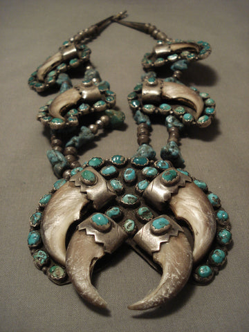 The Best Vintage Navajo Turquoise Silver Real Squash Blossom Necklace Old