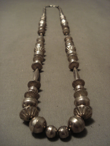 Earlier 1900's Vintage Navajo Hand Pounded Silver Necklace Old