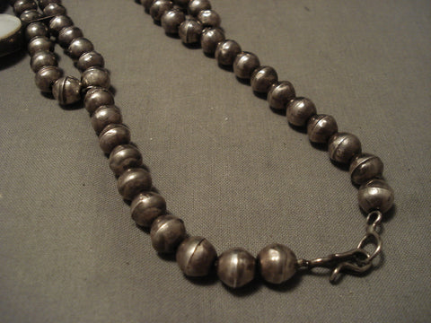 The Buiggest And Best Vintage Navajo Mother Pearl Silver Squash Blossom Necklace