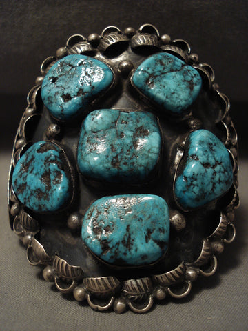 Colossal Vintage Navajo Turquoise Silver Bracelet Old